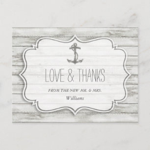 Nautical Whitewashed Wood Beach Wedding Collection Postcard
