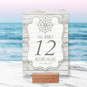 Nautical Whitewashed Wood Beach Wedding Collection Table Number