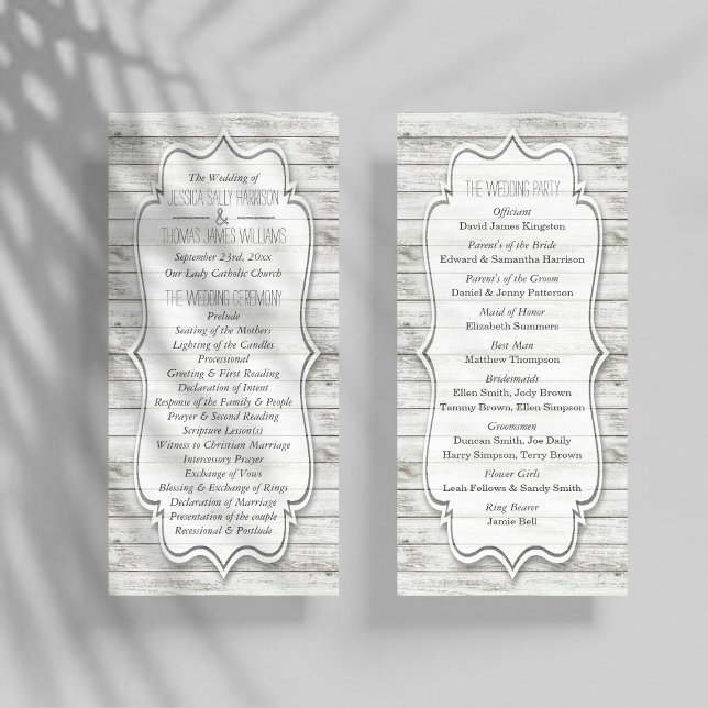Nautical Whitewashed Wood Beach Wedding Program (Creator Uploaded)