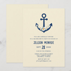Nautical Wildflower Anchor Bachelorette Party Invitation