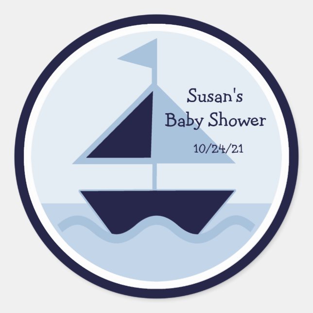Nautical/William/Sailboat/Stickers/Cupcake Topper  Classic Round Sticker (Front)