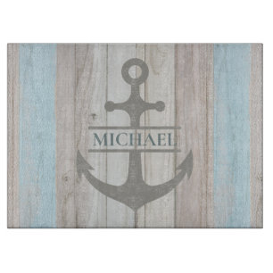 Nautical Wooden Boat Anchor Name Cutting Board