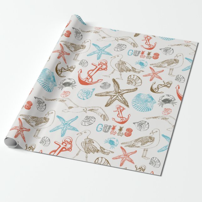 Nautical Wrapping Paper (Unrolled)