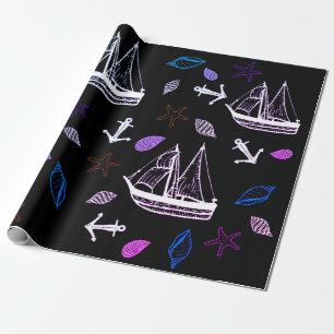 Nautical wrapping paper, ocean theme paper