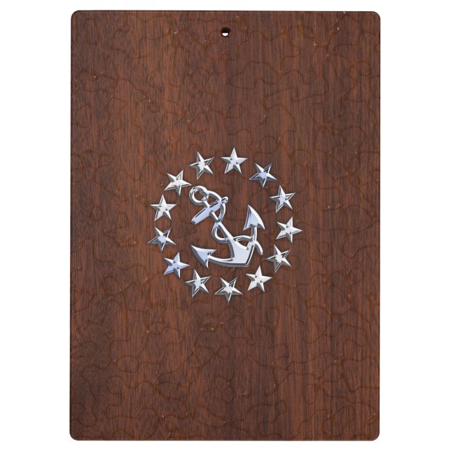 Nautical Yacht Flag Anchor Stars Symbol Clipboard (Back)