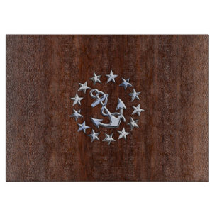 Nautical Yacht Flag Anchor Stars Symbol Cutting Board