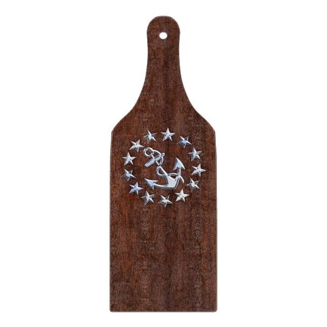 Nautical Yacht Flag Anchor Stars Symbol Cutting Board (Front)