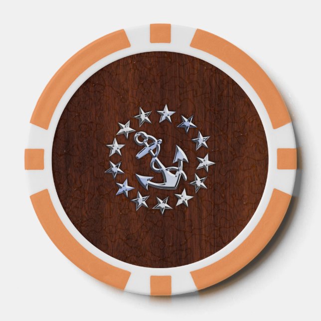 Nautical Yacht Flag Anchor Stars Symbol Poker Chips (Front)