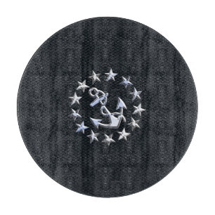 Nautical Yacht Flag Chrome Ensign on Grille Print Cutting Board