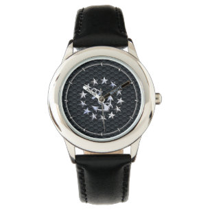 Nautical Yacht Flag Chrome Ensign on Grille Print Watch