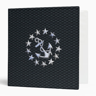 Nautical Yacht Flag Chrome Symbol on Grille Decor Binder