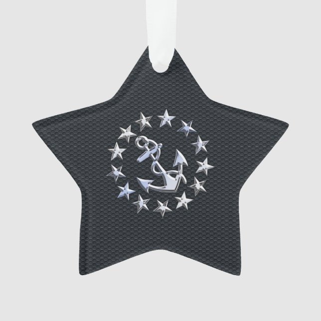 Nautical Yacht Flag Chrome Symbol on Grille Decor Ornament (Front)