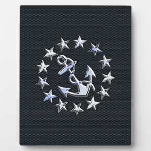 Nautical Yacht Flag Chrome Symbol on Grille Decor Plaque