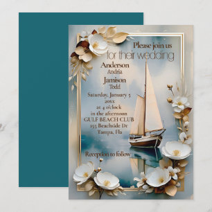 Nautical yacht wedding invitation