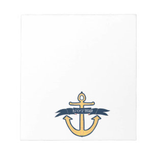 Nautical Yellow Anchor Notepad
