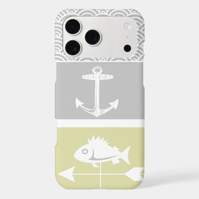 Nautical Yellow and Grey Anchor Fish Weather Vane (Back)