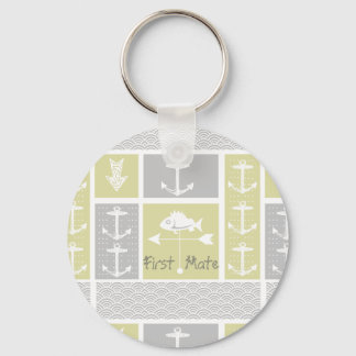 Nautical Yellow and Grey Anchor Fish Weather Vane Keychain
