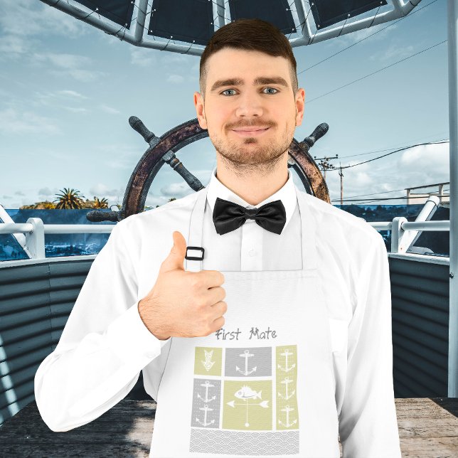 Nautical Yellow and Grey Anchor Fish Weather Vane Standard Apron (Creator Uploaded)