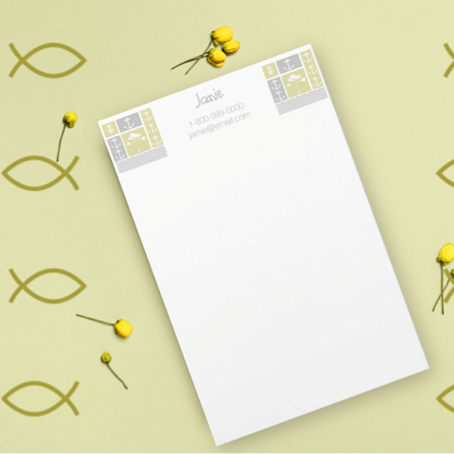 Nautical Yellow and Grey Anchor Fish Weather Vane Stationery (Creator Uploaded)