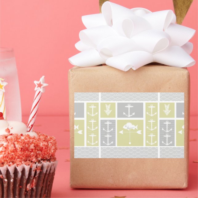 Nautical Yellow and Grey Anchor Fish Weather Vane Sticker (Party)