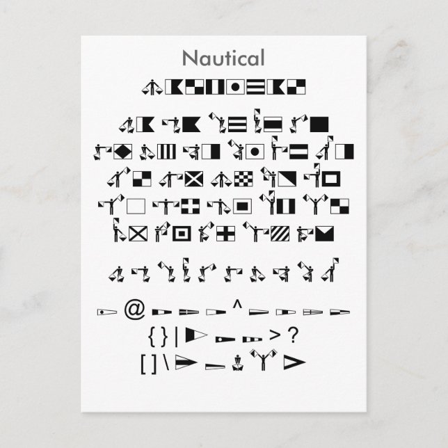 Nautical - Zazzle Font Sampler Sheet with Guide Postcard (Front)