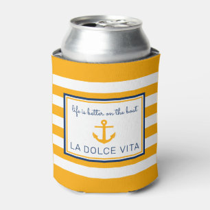 NauticalYellow & Blue Life is Better on the Boat Can Cooler