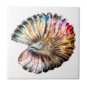 Nautilus beach shell iridescent mother of pearl  tile