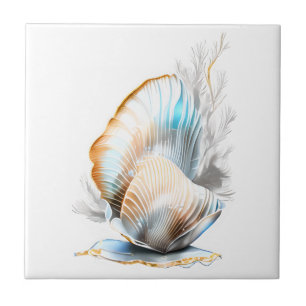 Nautilus clam seashell iridescent shine beach 3D Tile