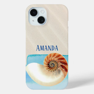 Nautilus Seashell and Sand  iPhone 15 Case