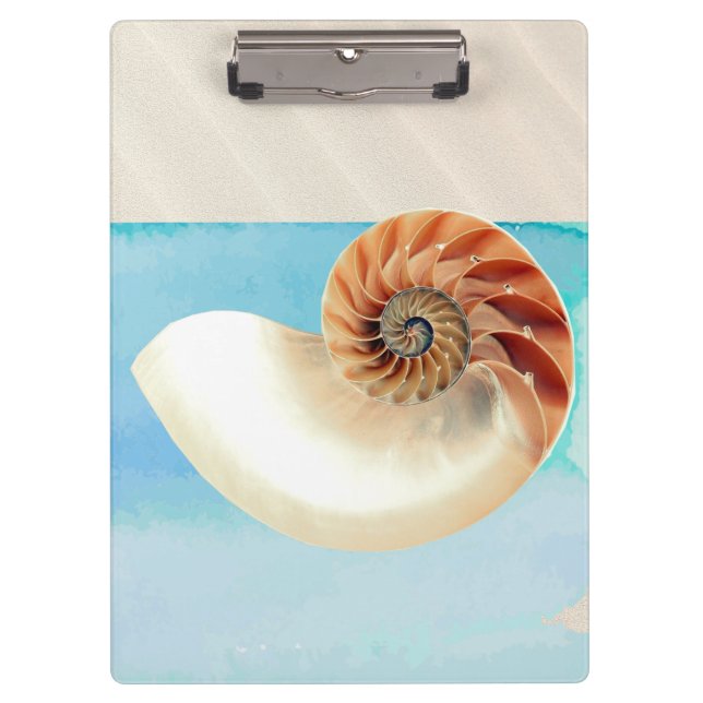 Nautilus Seashell and Sand  Clipboard (Front)