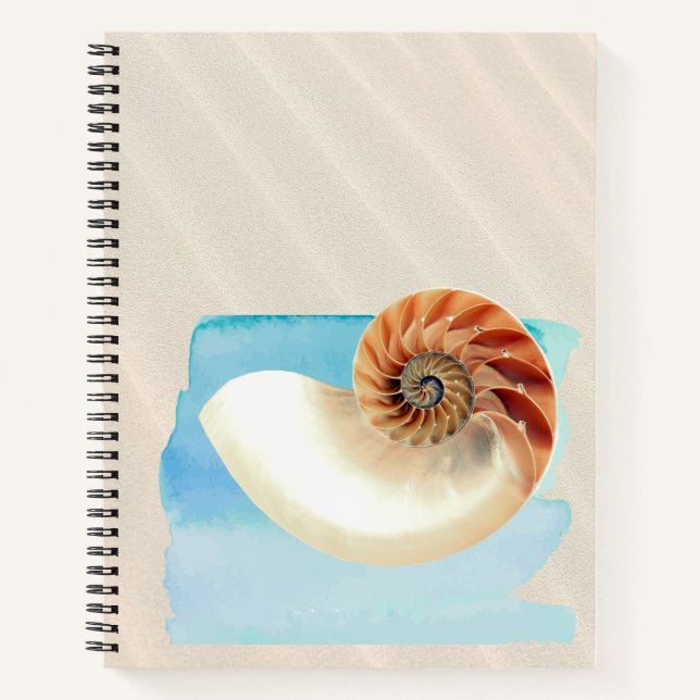 Nautilus Seashell and Sand  Notebook (Front)