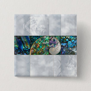Nautilus Shell - Abalone and Pearl 2 Inch Square Button