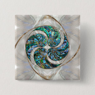Nautilus Shell - Abalone and Pearl 2 Inch Square Button