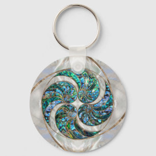Nautilus Shell - Abalone and Pearl Keychain