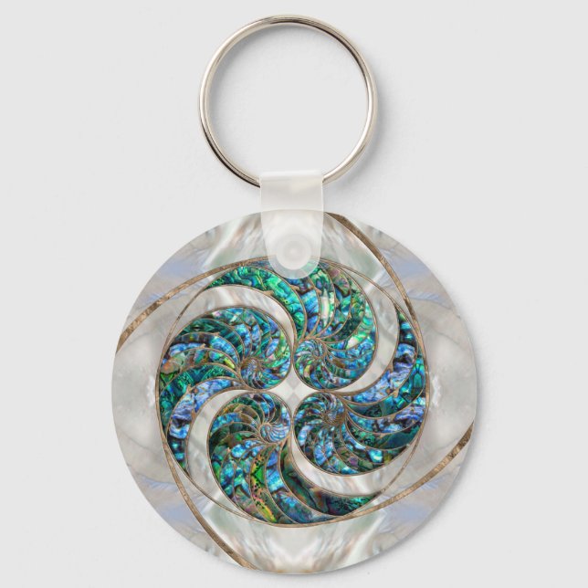 Nautilus Shell - Abalone and Pearl Keychain (Front)