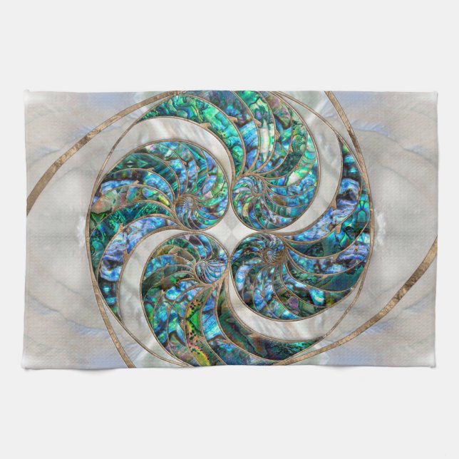 Nautilus Shell - Abalone and Pearl Kitchen Towel (Horizontal)