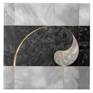 Nautilus Shell - Black Abalone and Pearl Tile