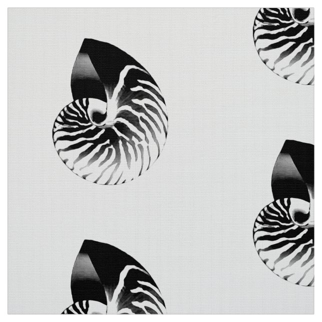 Nautilus Shell - black and white Fabric (Swatch)
