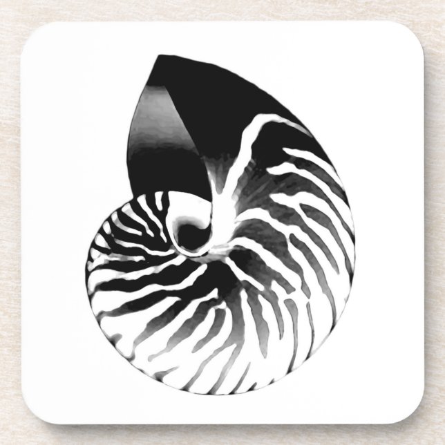 Nautilus shell - black, grey and white coaster (Front)