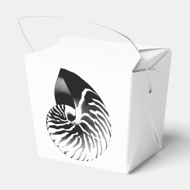 Nautilus shell - black, grey and white favor box (Back Side)