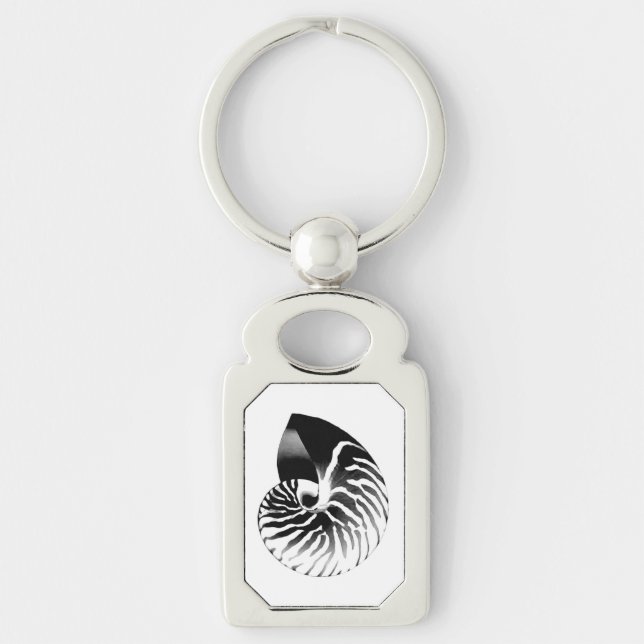 Nautilus shell - black, grey and white keychain (Front)