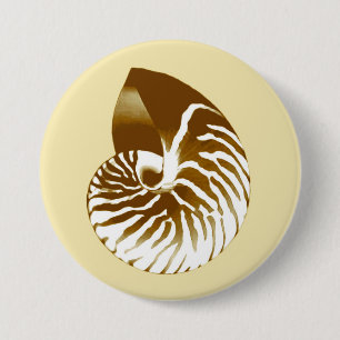 Nautilus shell - brown, white and beige 3 inch round button