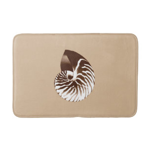 Nautilus shell - brown, white and beige bath mat