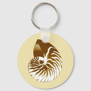 Nautilus shell - brown, white and beige keychain