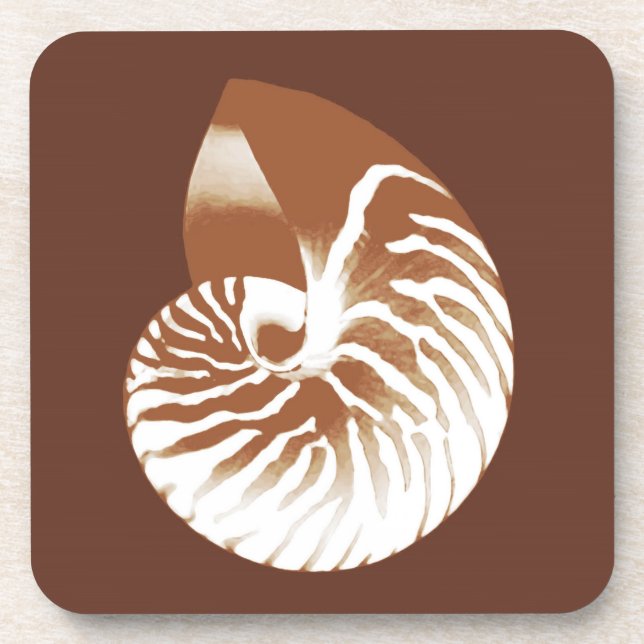 Nautilus shell - cocoa brown and white coaster (Front)