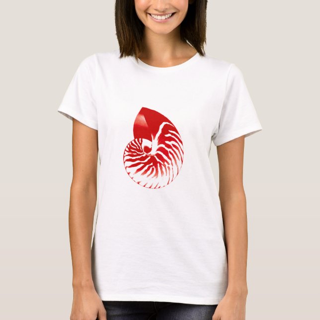 Nautilus shell - dark red and white T-Shirt (Front)