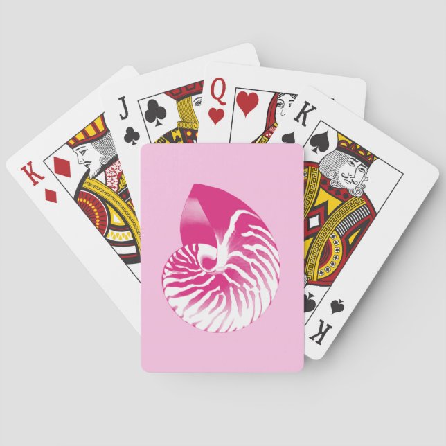 Nautilus shell - fuchsia pink and white playing cards (Back)