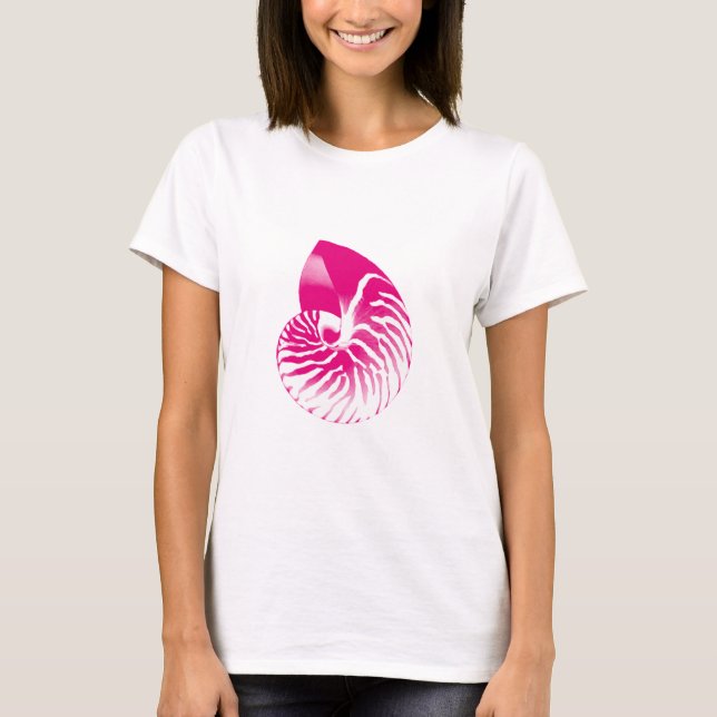 Nautilus shell - fuchsia pink and white T-Shirt (Front)