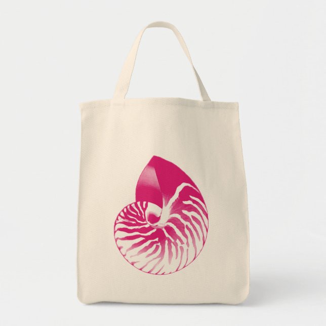 Nautilus shell - Fuchsia Pink and White Tote Bag (Front)