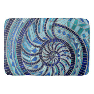 Nautilus Shell mosaic art Bath Mat